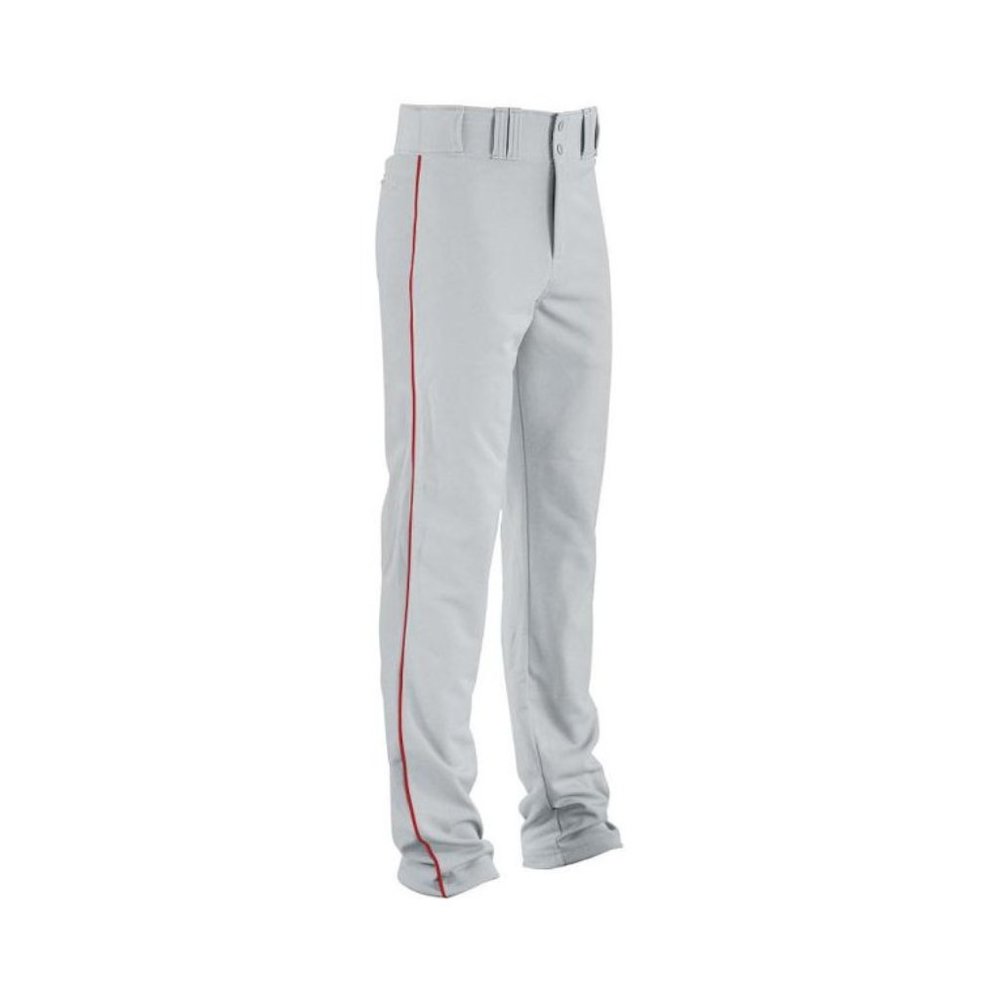 HighFive Adult Piped Double Knit Baseball Pant - 15080 - SILVER GREY/SCARLET